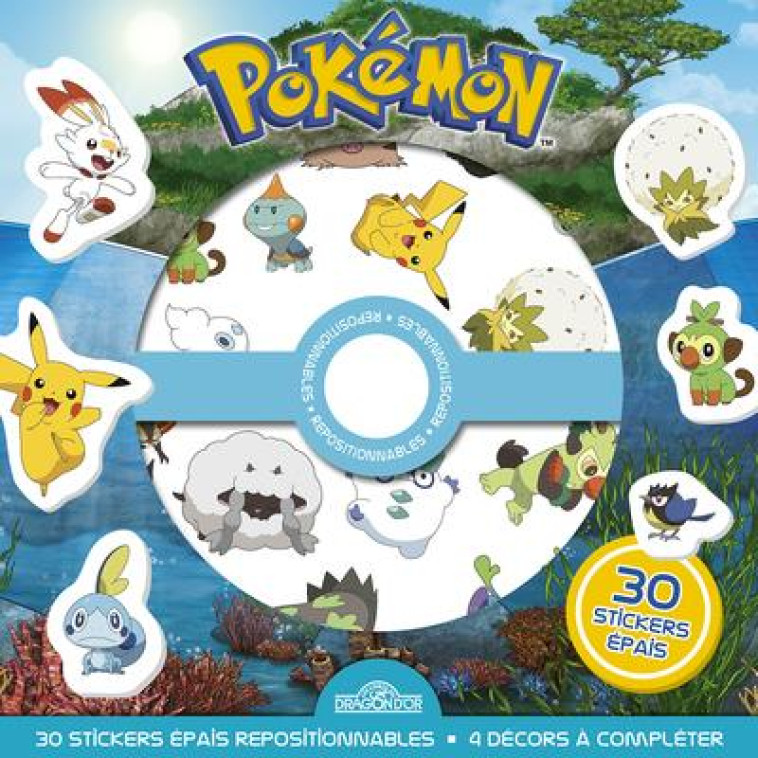 POKEMON : POCHETTE DE STICKERS EPAIS REPOSITIONNABLES : DEFIS ET CHERCHE-ET-TROUVE A CREER ! - COLLECTIF - NC