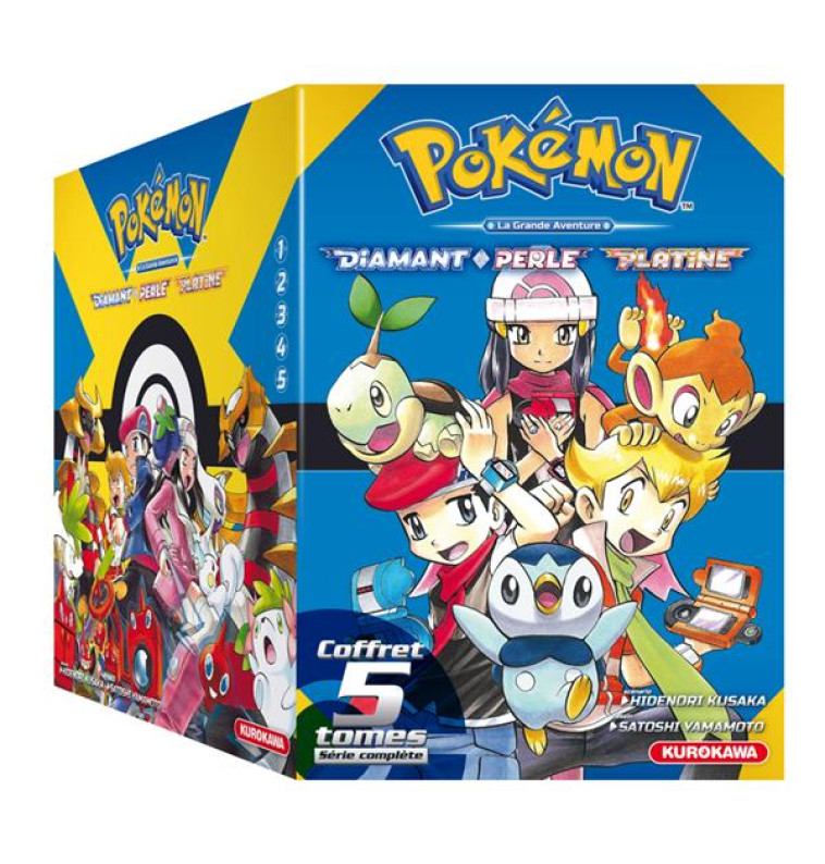 COFFRET POKEMON DIAMANT PERLE / PLATINE - TOMES 1 A 5 + GUIDE POKEMON - VOL01 - KUSAKA, HIDENORI  - 48H BD