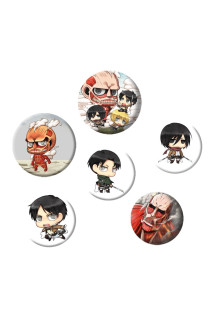 Attack on titan - pack de badges - personnages chibi