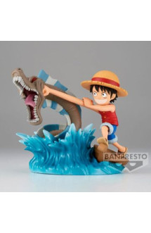 Figurine one piece - luffy vs local sea monster - world collectable figure log stories